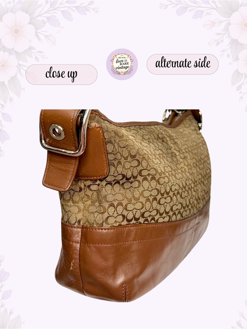 Vintage Coach Signature Khaki Jacquard Leather Hobo • Y2K Brown Shoulder Bag - Picture 6 of 11